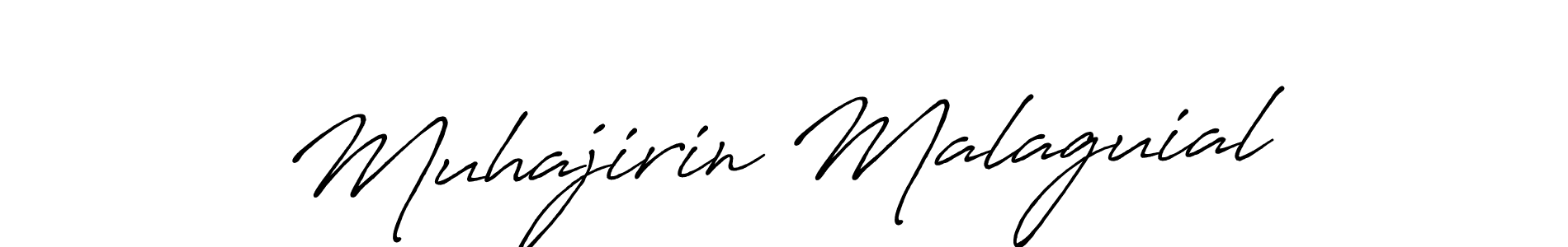 The best way (Antro_Vectra_Bolder) to make a short signature is to pick only two or three words in your name. The name Muhajirin Malaguial include a total of six letters. For converting this name. Muhajirin Malaguial signature style 7 images and pictures png