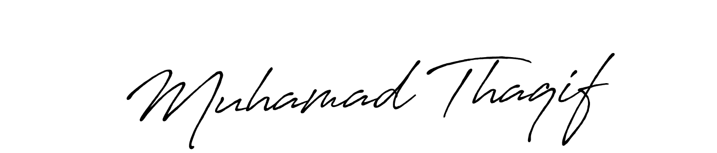 Make a beautiful signature design for name Muhamad Thaqif. With this signature (Antro_Vectra_Bolder) style, you can create a handwritten signature for free. Muhamad Thaqif signature style 7 images and pictures png