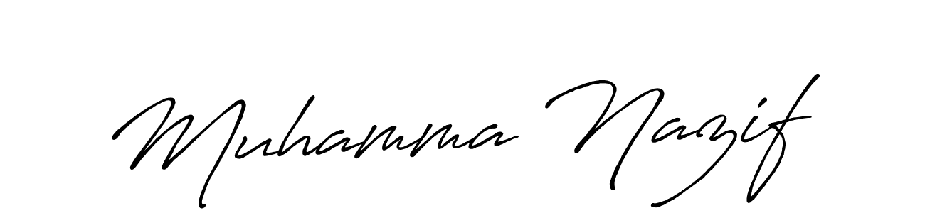 Use a signature maker to create a handwritten signature online. With this signature software, you can design (Antro_Vectra_Bolder) your own signature for name Muhamma Nazif. Muhamma Nazif signature style 7 images and pictures png