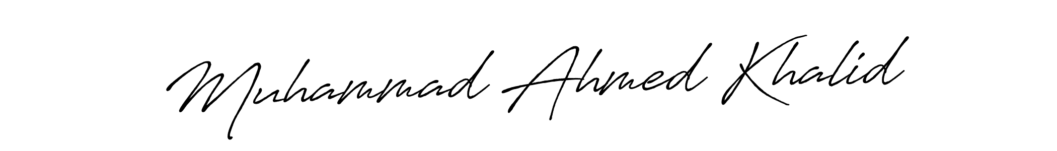 How to make Muhammad Ahmed Khalid name signature. Use Antro_Vectra_Bolder style for creating short signs online. This is the latest handwritten sign. Muhammad Ahmed Khalid signature style 7 images and pictures png