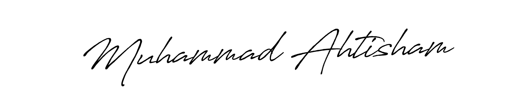 How to make Muhammad Ahtisham name signature. Use Antro_Vectra_Bolder style for creating short signs online. This is the latest handwritten sign. Muhammad Ahtisham signature style 7 images and pictures png