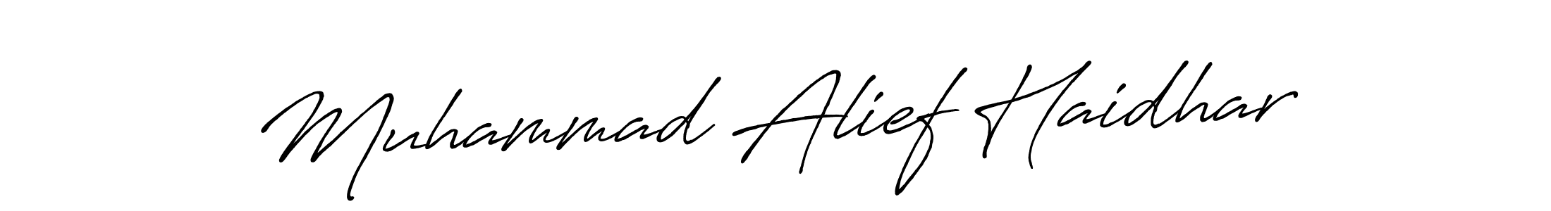 Make a beautiful signature design for name Muhammad Alief Haidhar. With this signature (Antro_Vectra_Bolder) style, you can create a handwritten signature for free. Muhammad Alief Haidhar signature style 7 images and pictures png