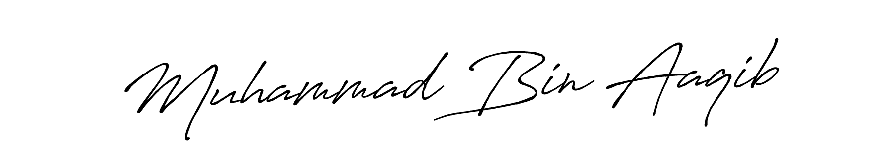 Also we have Muhammad Bin Aaqib name is the best signature style. Create professional handwritten signature collection using Antro_Vectra_Bolder autograph style. Muhammad Bin Aaqib signature style 7 images and pictures png