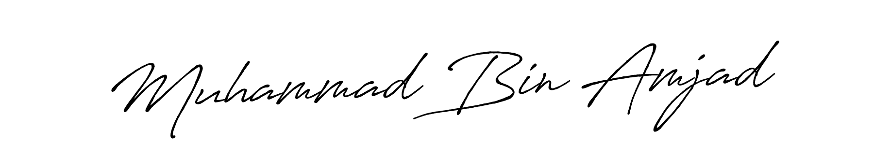 How to make Muhammad Bin Amjad name signature. Use Antro_Vectra_Bolder style for creating short signs online. This is the latest handwritten sign. Muhammad Bin Amjad signature style 7 images and pictures png