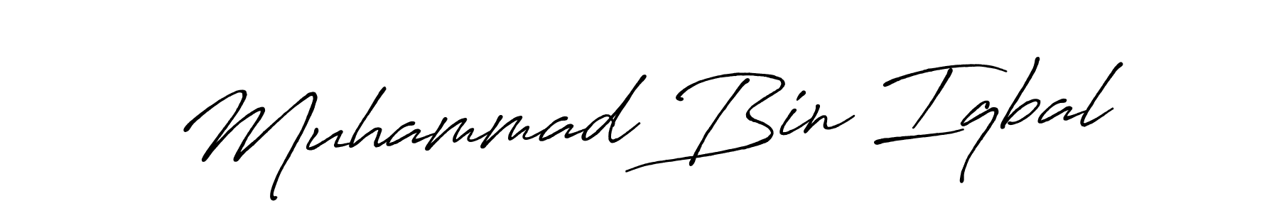 The best way (Antro_Vectra_Bolder) to make a short signature is to pick only two or three words in your name. The name Muhammad Bin Iqbal include a total of six letters. For converting this name. Muhammad Bin Iqbal signature style 7 images and pictures png