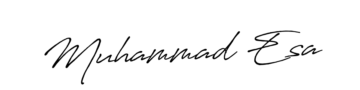 The best way (Antro_Vectra_Bolder) to make a short signature is to pick only two or three words in your name. The name Muhammad Esa include a total of six letters. For converting this name. Muhammad Esa signature style 7 images and pictures png