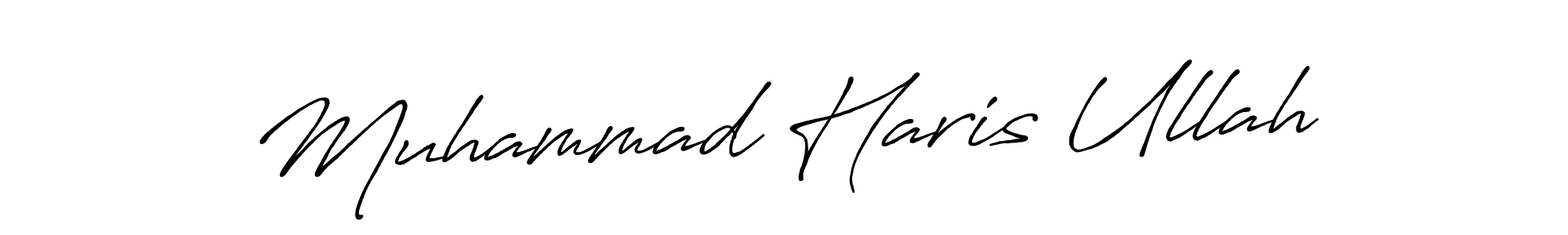 You should practise on your own different ways (Antro_Vectra_Bolder) to write your name (Muhammad Haris Ullah) in signature. don't let someone else do it for you. Muhammad Haris Ullah signature style 7 images and pictures png