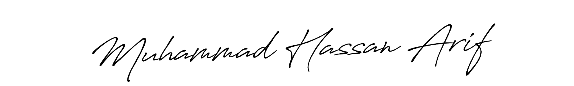 How to make Muhammad Hassan Arif name signature. Use Antro_Vectra_Bolder style for creating short signs online. This is the latest handwritten sign. Muhammad Hassan Arif signature style 7 images and pictures png