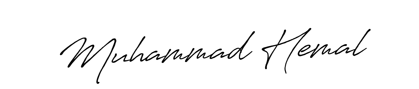 How to make Muhammad Hemal name signature. Use Antro_Vectra_Bolder style for creating short signs online. This is the latest handwritten sign. Muhammad Hemal signature style 7 images and pictures png