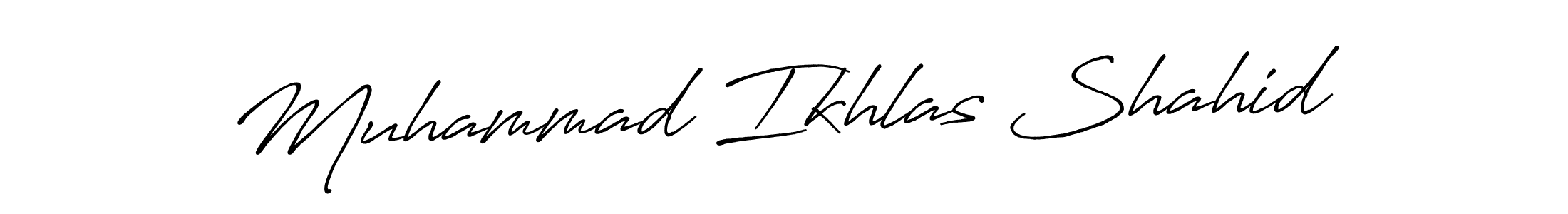 Make a beautiful signature design for name Muhammad Ikhlas Shahid. With this signature (Antro_Vectra_Bolder) style, you can create a handwritten signature for free. Muhammad Ikhlas Shahid signature style 7 images and pictures png