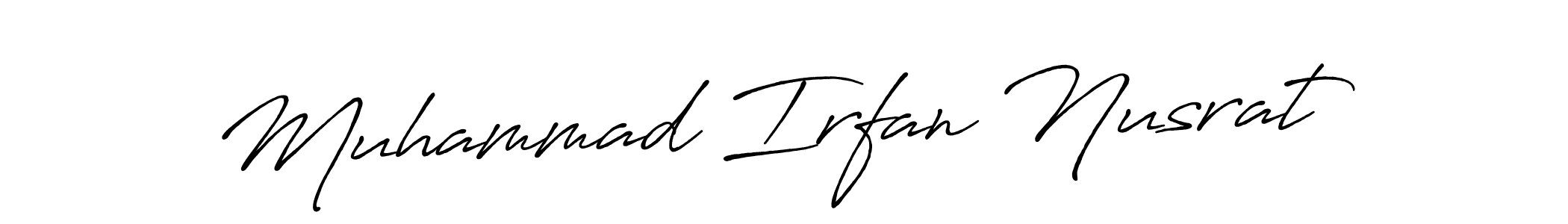 The best way (Antro_Vectra_Bolder) to make a short signature is to pick only two or three words in your name. The name Muhammad Irfan Nusrat include a total of six letters. For converting this name. Muhammad Irfan Nusrat signature style 7 images and pictures png