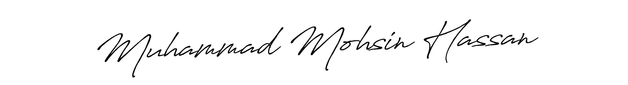 Make a beautiful signature design for name Muhammad Mohsin Hassan. With this signature (Antro_Vectra_Bolder) style, you can create a handwritten signature for free. Muhammad Mohsin Hassan signature style 7 images and pictures png