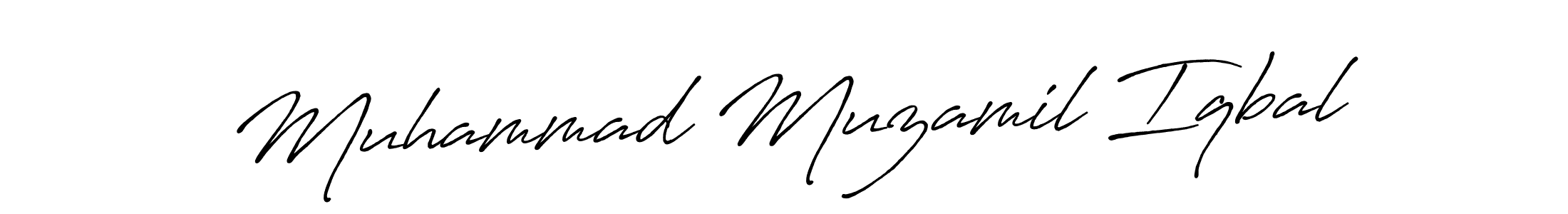 Use a signature maker to create a handwritten signature online. With this signature software, you can design (Antro_Vectra_Bolder) your own signature for name Muhammad Muzamil Iqbal. Muhammad Muzamil Iqbal signature style 7 images and pictures png