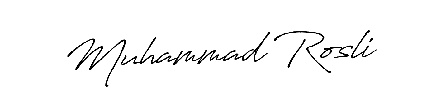 Design your own signature with our free online signature maker. With this signature software, you can create a handwritten (Antro_Vectra_Bolder) signature for name Muhammad Rosli. Muhammad Rosli signature style 7 images and pictures png