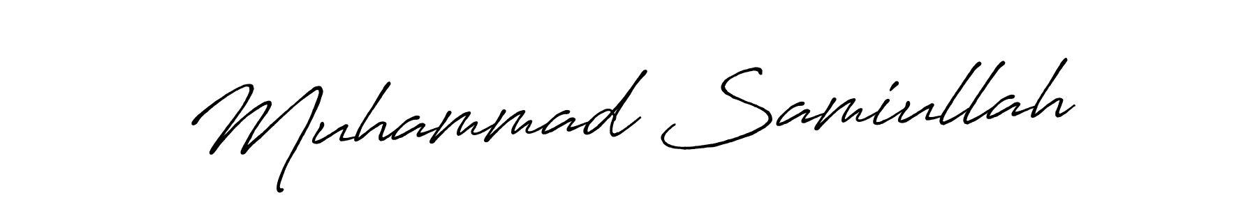 The best way (Antro_Vectra_Bolder) to make a short signature is to pick only two or three words in your name. The name Muhammad Samiullah include a total of six letters. For converting this name. Muhammad Samiullah signature style 7 images and pictures png