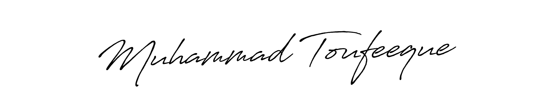 The best way (Antro_Vectra_Bolder) to make a short signature is to pick only two or three words in your name. The name Muhammad Toufeeque include a total of six letters. For converting this name. Muhammad Toufeeque signature style 7 images and pictures png