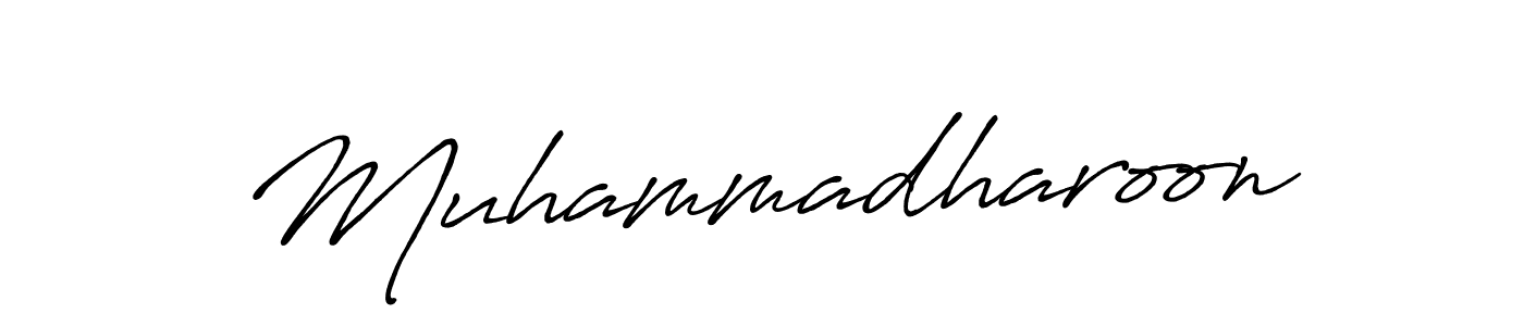 You should practise on your own different ways (Antro_Vectra_Bolder) to write your name (Muhammadharoon) in signature. don't let someone else do it for you. Muhammadharoon signature style 7 images and pictures png
