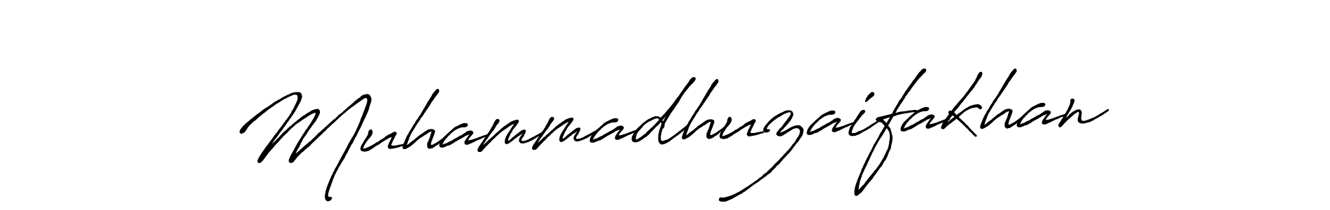 How to make Muhammadhuzaifakhan name signature. Use Antro_Vectra_Bolder style for creating short signs online. This is the latest handwritten sign. Muhammadhuzaifakhan signature style 7 images and pictures png
