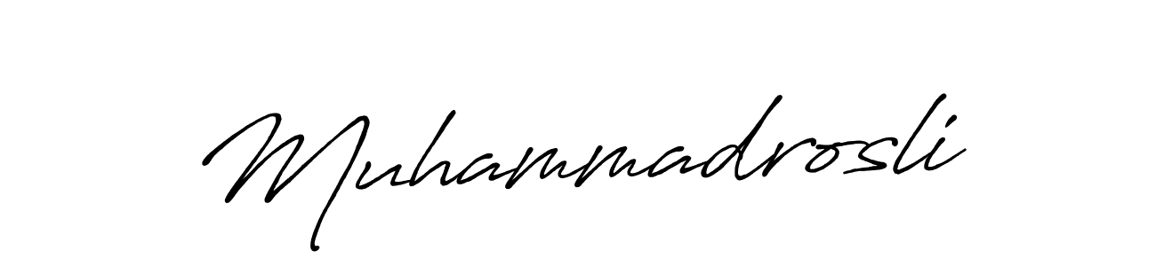 You should practise on your own different ways (Antro_Vectra_Bolder) to write your name (Muhammadrosli) in signature. don't let someone else do it for you. Muhammadrosli signature style 7 images and pictures png