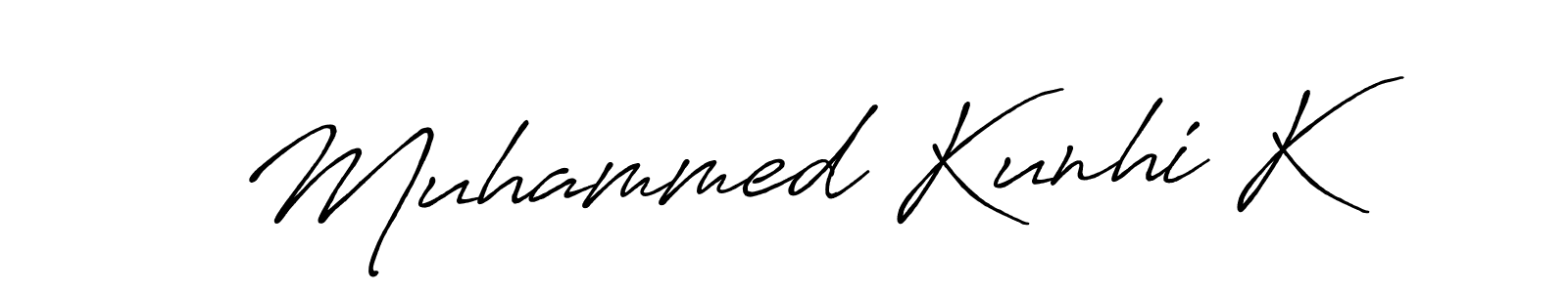 Antro_Vectra_Bolder is a professional signature style that is perfect for those who want to add a touch of class to their signature. It is also a great choice for those who want to make their signature more unique. Get Muhammed Kunhi K name to fancy signature for free. Muhammed Kunhi K signature style 7 images and pictures png