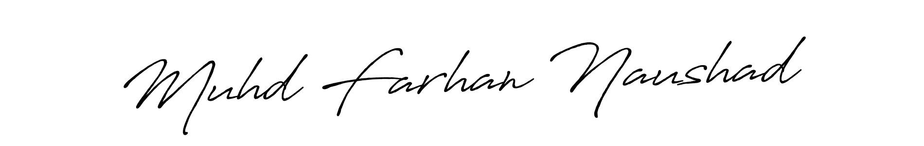 Make a beautiful signature design for name Muhd Farhan Naushad. With this signature (Antro_Vectra_Bolder) style, you can create a handwritten signature for free. Muhd Farhan Naushad signature style 7 images and pictures png