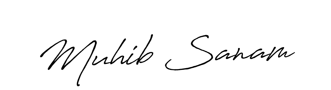 Muhib Sanam stylish signature style. Best Handwritten Sign (Antro_Vectra_Bolder) for my name. Handwritten Signature Collection Ideas for my name Muhib Sanam. Muhib Sanam signature style 7 images and pictures png