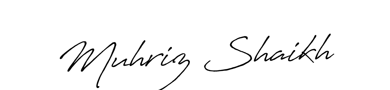 Make a beautiful signature design for name Muhriz Shaikh. With this signature (Antro_Vectra_Bolder) style, you can create a handwritten signature for free. Muhriz Shaikh signature style 7 images and pictures png