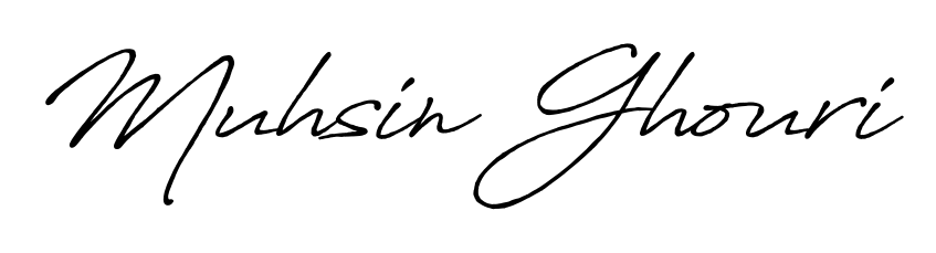 A stylish, flowing autograph style designed for name Muhsin Ghouri using Antro_Vectra_Bolder typography. Perfect for digital creative projects. Muhsin Ghouri signature style 7 images and pictures png