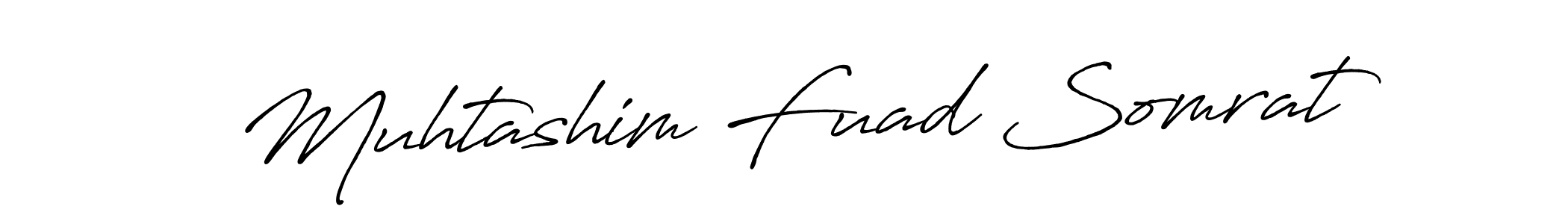 How to make Muhtashim Fuad Somrat name signature. Use Antro_Vectra_Bolder style for creating short signs online. This is the latest handwritten sign. Muhtashim Fuad Somrat signature style 7 images and pictures png