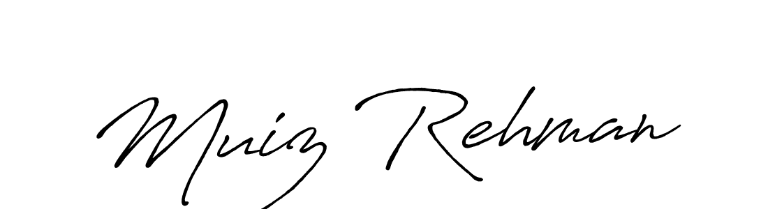 Use a signature maker to create a handwritten signature online. With this signature software, you can design (Antro_Vectra_Bolder) your own signature for name Muiz Rehman. Muiz Rehman signature style 7 images and pictures png