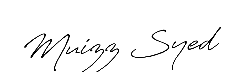 How to make Muizz Syed name signature. Use Antro_Vectra_Bolder style for creating short signs online. This is the latest handwritten sign. Muizz Syed signature style 7 images and pictures png