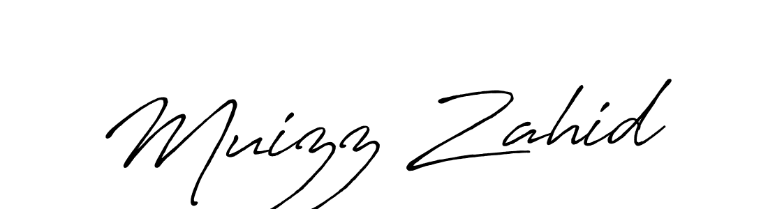 How to make Muizz Zahid name signature. Use Antro_Vectra_Bolder style for creating short signs online. This is the latest handwritten sign. Muizz Zahid signature style 7 images and pictures png