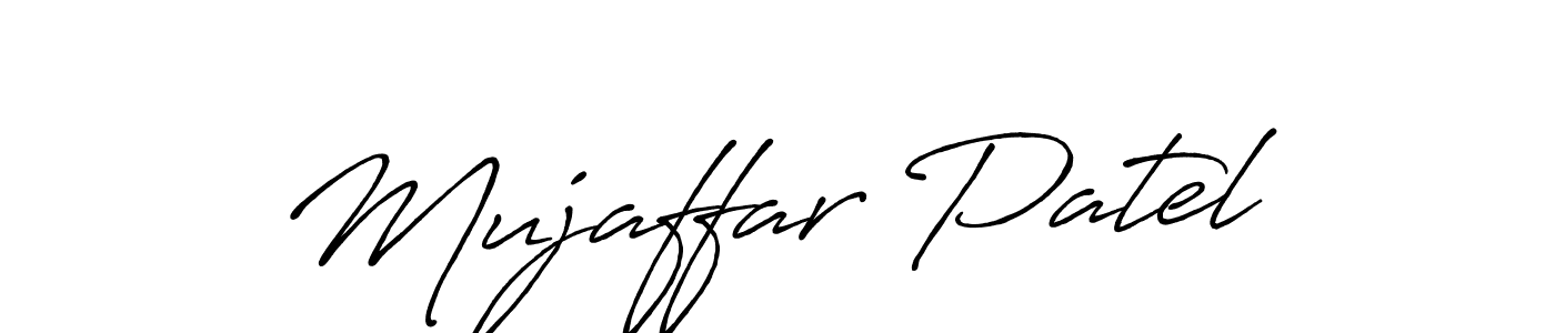 Create a beautiful signature design for name Mujaffar Patel. With this signature (Antro_Vectra_Bolder) fonts, you can make a handwritten signature for free. Mujaffar Patel signature style 7 images and pictures png