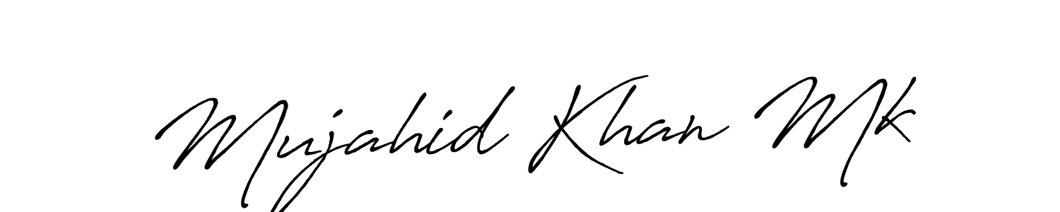 Create a beautiful signature design for name Mujahid Khan Mk. With this signature (Antro_Vectra_Bolder) fonts, you can make a handwritten signature for free. Mujahid Khan Mk signature style 7 images and pictures png