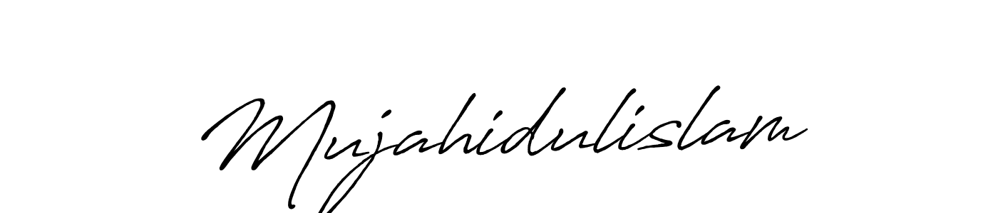 Use a signature maker to create a handwritten signature online. With this signature software, you can design (Antro_Vectra_Bolder) your own signature for name Mujahidulislam. Mujahidulislam signature style 7 images and pictures png