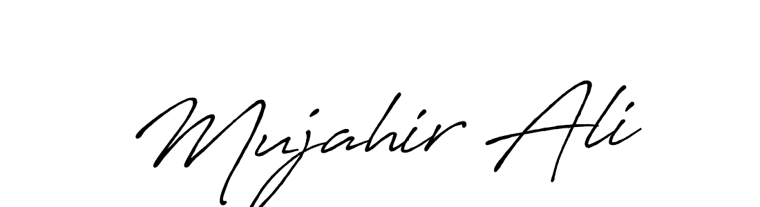 How to make Mujahir Ali name signature. Use Antro_Vectra_Bolder style for creating short signs online. This is the latest handwritten sign. Mujahir Ali signature style 7 images and pictures png