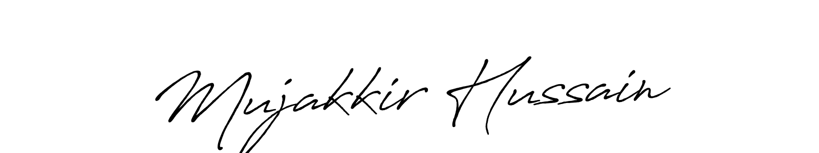 How to make Mujakkir Hussain name signature. Use Antro_Vectra_Bolder style for creating short signs online. This is the latest handwritten sign. Mujakkir Hussain signature style 7 images and pictures png