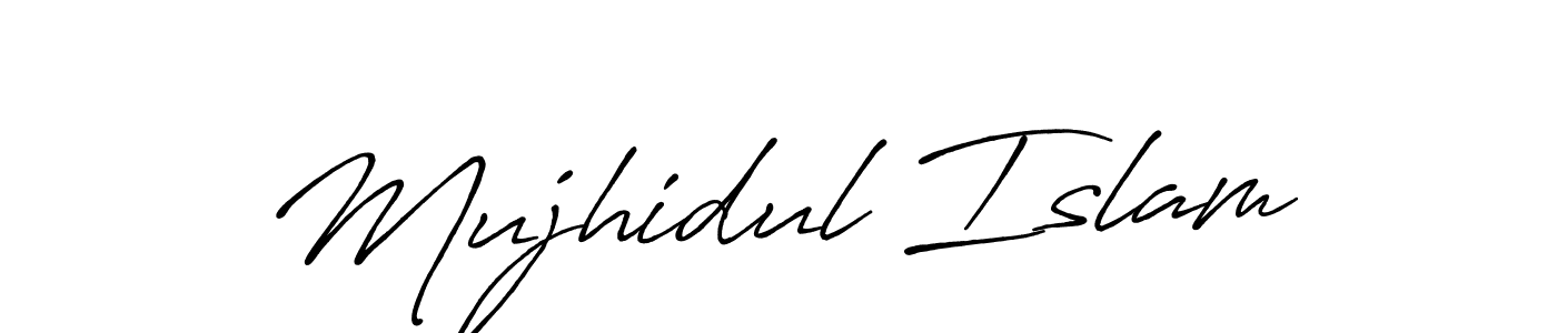 How to make Mujhidul Islam name signature. Use Antro_Vectra_Bolder style for creating short signs online. This is the latest handwritten sign. Mujhidul Islam signature style 7 images and pictures png