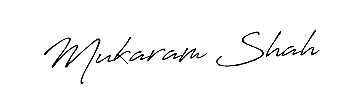 Make a beautiful signature design for name Mukaram Shah. With this signature (Antro_Vectra_Bolder) style, you can create a handwritten signature for free. Mukaram Shah signature style 7 images and pictures png