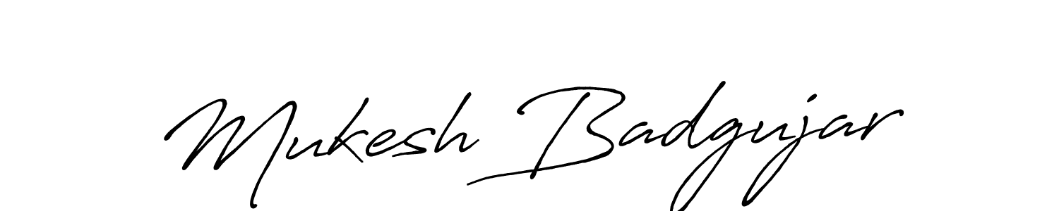 Create a beautiful signature design for name Mukesh Badgujar. With this signature (Antro_Vectra_Bolder) fonts, you can make a handwritten signature for free. Mukesh Badgujar signature style 7 images and pictures png