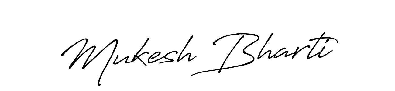 Create a beautiful signature design for name Mukesh Bharti. With this signature (Antro_Vectra_Bolder) fonts, you can make a handwritten signature for free. Mukesh Bharti signature style 7 images and pictures png