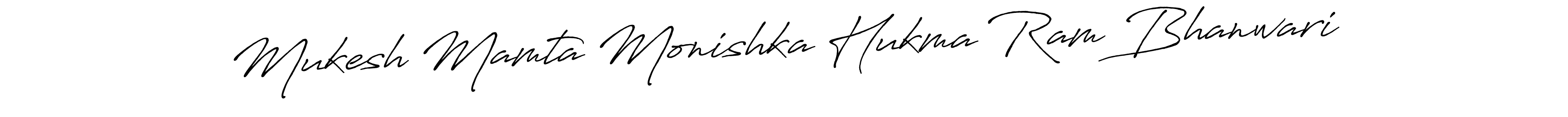 The best way (Antro_Vectra_Bolder) to make a short signature is to pick only two or three words in your name. The name Mukesh Mamta Monishka Hukma Ram Bhanwari include a total of six letters. For converting this name. Mukesh Mamta Monishka Hukma Ram Bhanwari signature style 7 images and pictures png