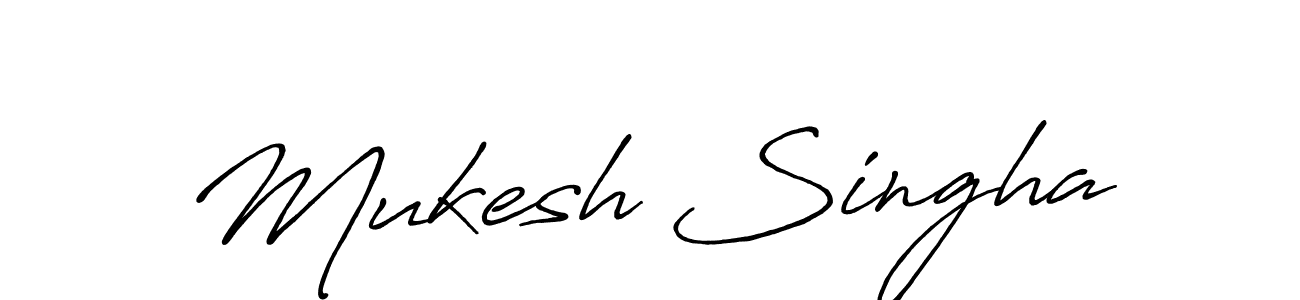 How to make Mukesh Singha name signature. Use Antro_Vectra_Bolder style for creating short signs online. This is the latest handwritten sign. Mukesh Singha signature style 7 images and pictures png