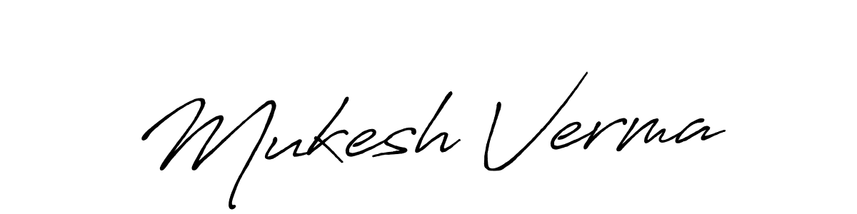 How to make Mukesh Verma name signature. Use Antro_Vectra_Bolder style for creating short signs online. This is the latest handwritten sign. Mukesh Verma signature style 7 images and pictures png