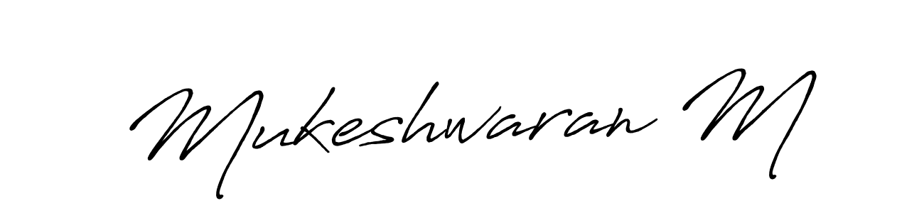 How to make Mukeshwaran M name signature. Use Antro_Vectra_Bolder style for creating short signs online. This is the latest handwritten sign. Mukeshwaran M signature style 7 images and pictures png
