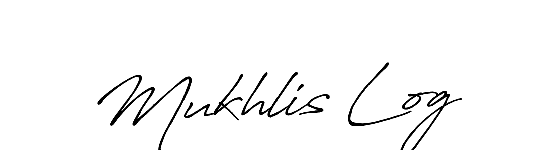 Make a beautiful signature design for name Mukhlis Log. With this signature (Antro_Vectra_Bolder) style, you can create a handwritten signature for free. Mukhlis Log signature style 7 images and pictures png