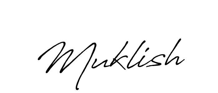 Use a signature maker to create a handwritten signature online. With this signature software, you can design (Antro_Vectra_Bolder) your own signature for name Muklish. Muklish signature style 7 images and pictures png