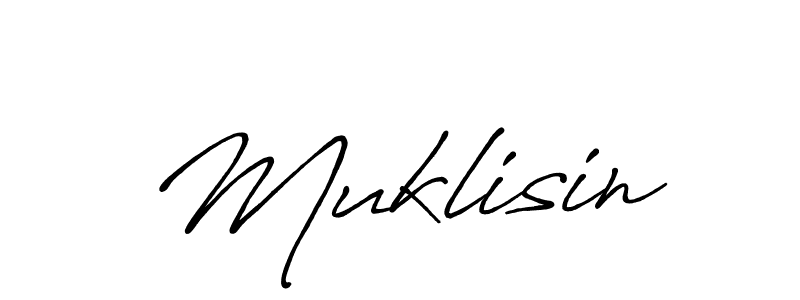 Muklisin stylish signature style. Best Handwritten Sign (Antro_Vectra_Bolder) for my name. Handwritten Signature Collection Ideas for my name Muklisin. Muklisin signature style 7 images and pictures png