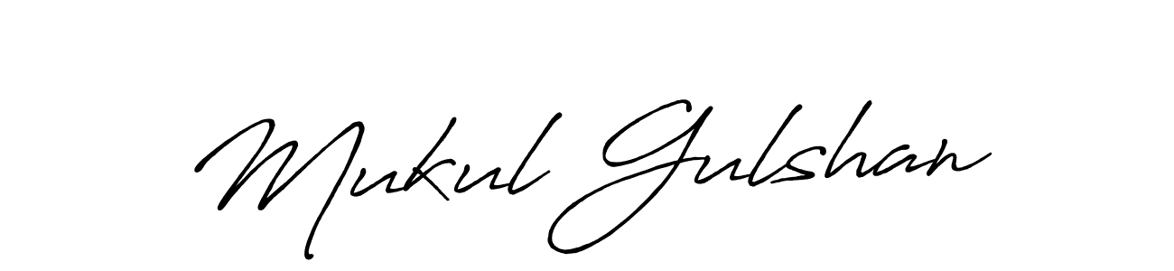 How to make Mukul Gulshan name signature. Use Antro_Vectra_Bolder style for creating short signs online. This is the latest handwritten sign. Mukul Gulshan signature style 7 images and pictures png