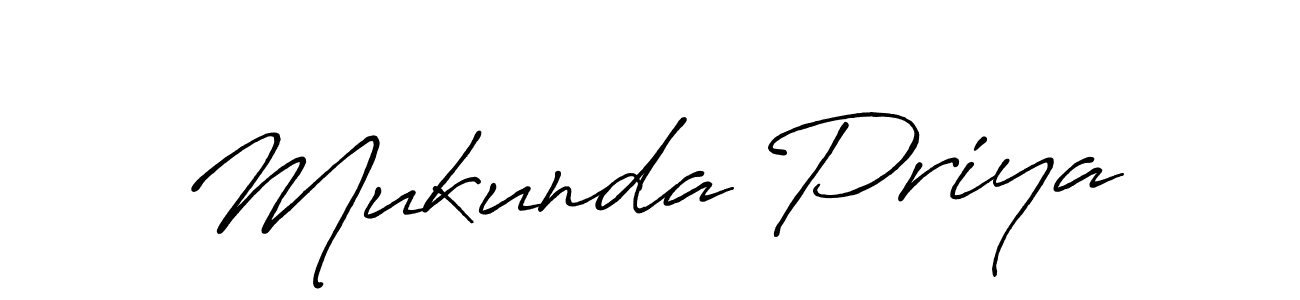 Create a beautiful signature design for name Mukunda Priya. With this signature (Antro_Vectra_Bolder) fonts, you can make a handwritten signature for free. Mukunda Priya signature style 7 images and pictures png